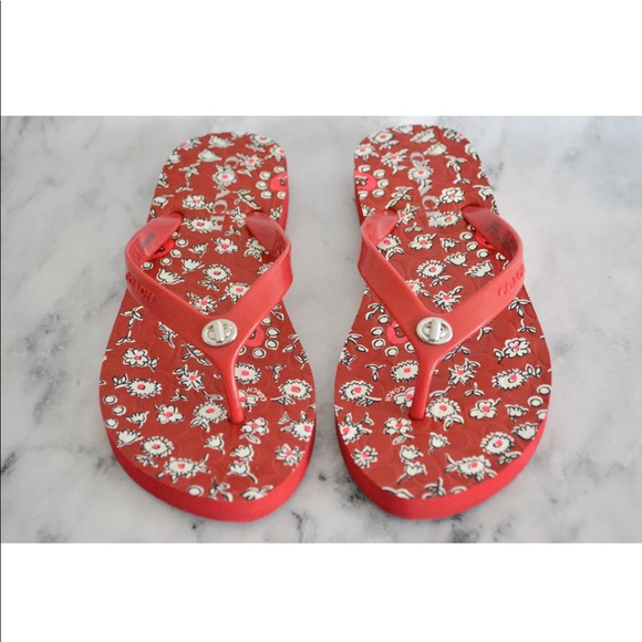 Coach Abbigail Floral Rubber Flip Flops Sandals - Picture 2 of 8